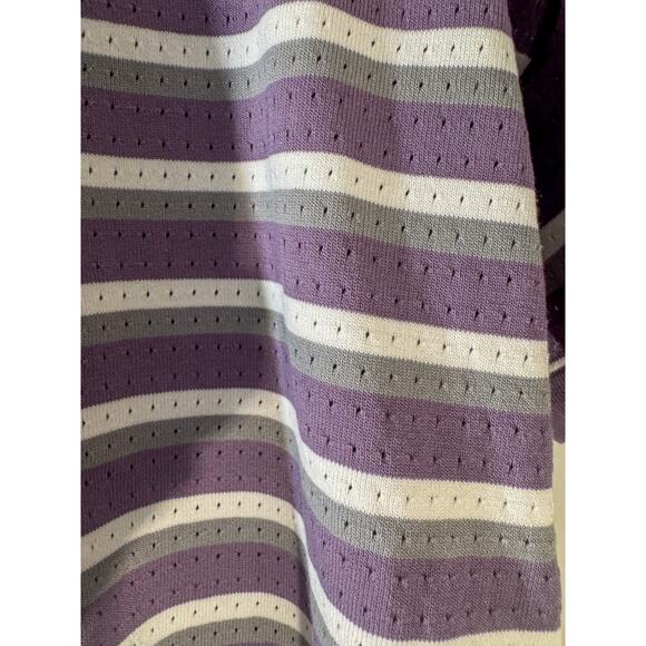 Vtg Style Striped Knit Matching Set | Purple Perforated Polo & Shorts (Size M) - Picture 3 of 6